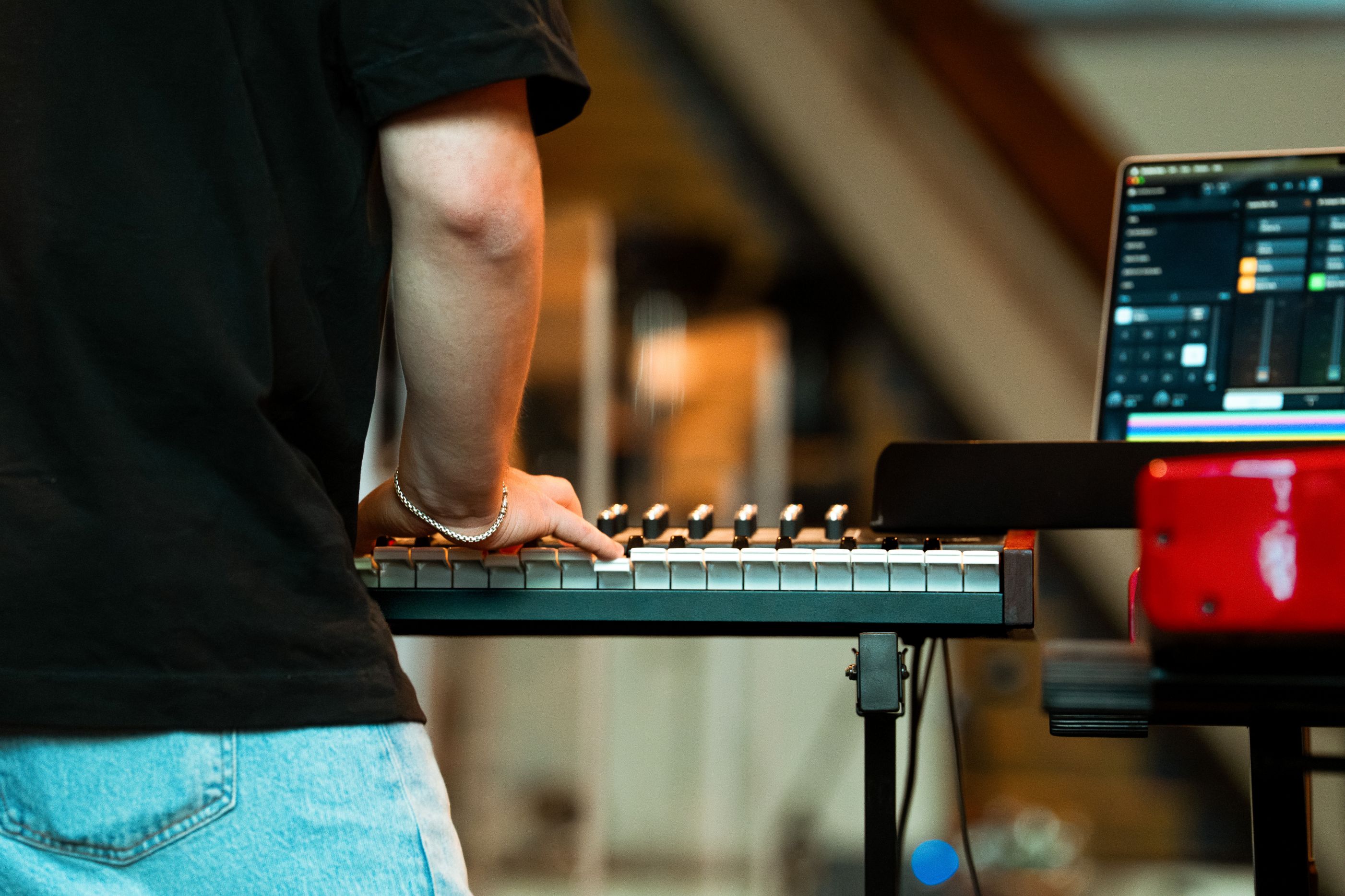 Persons arm on a keyboard